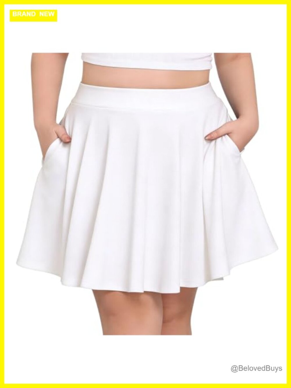 Women's Plus Size Mini Skater Skirt Stretchy Flared A-Line with Pockets